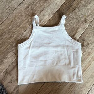 Athleta White Aurora Ribbed Cropped Tank